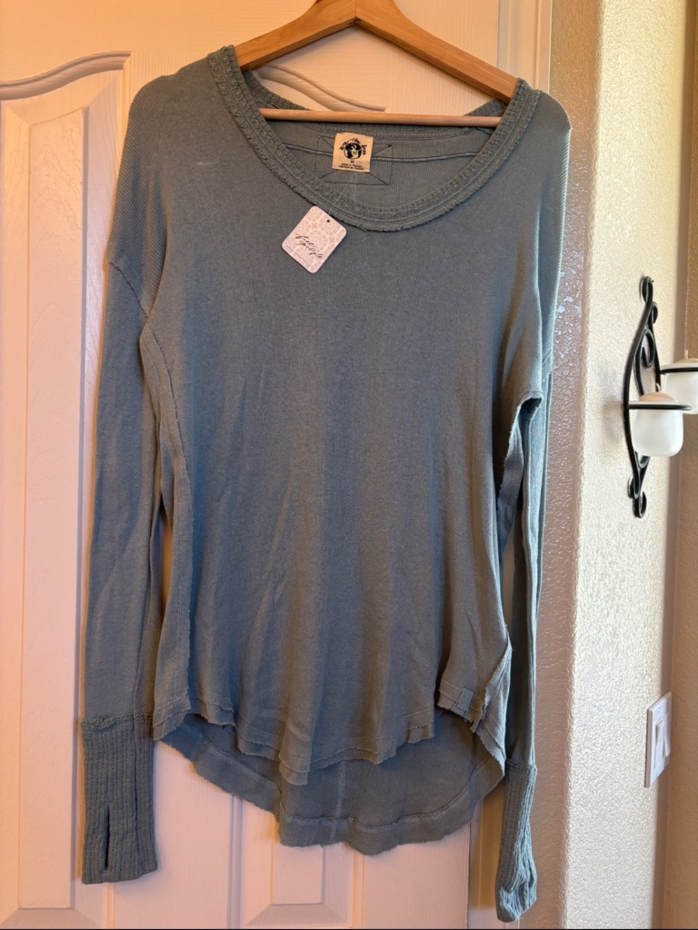 Free People Thermal Lightweight Top With Raw Edges. NWT